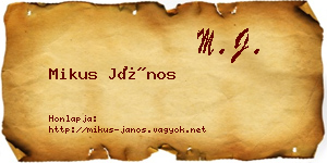 Mikus János névjegykártya